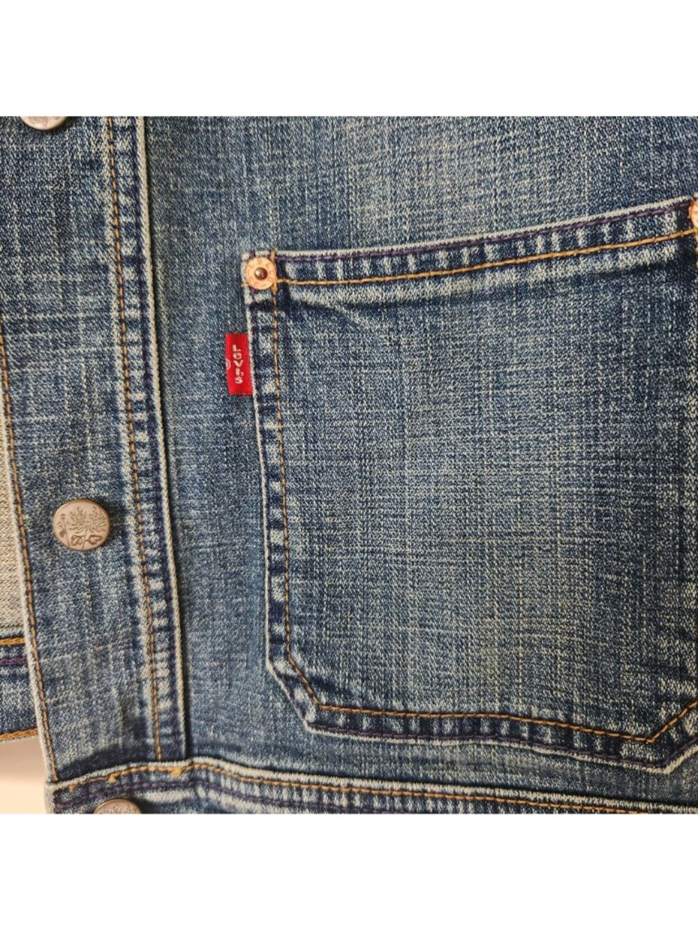 Levi's Retro Blue Denim Trucker Jacket Butterfly Print Y2K Coquette Fairy Cute - Picture 6 of 12